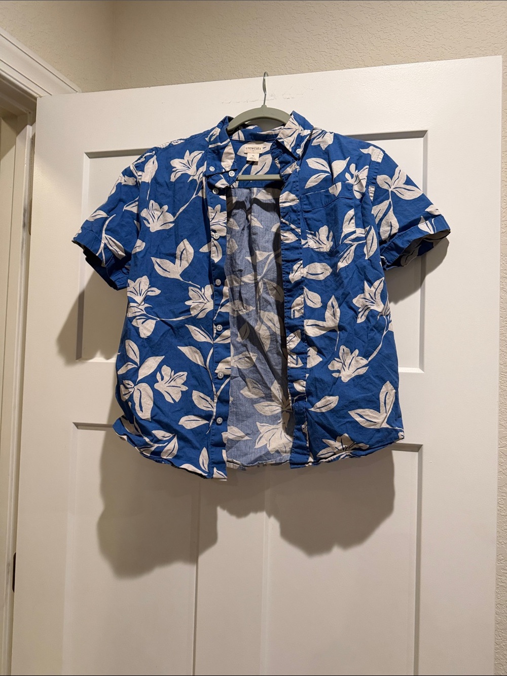 Crewcuts Blue Short-Sleeve Button-Down with White Floral Print
